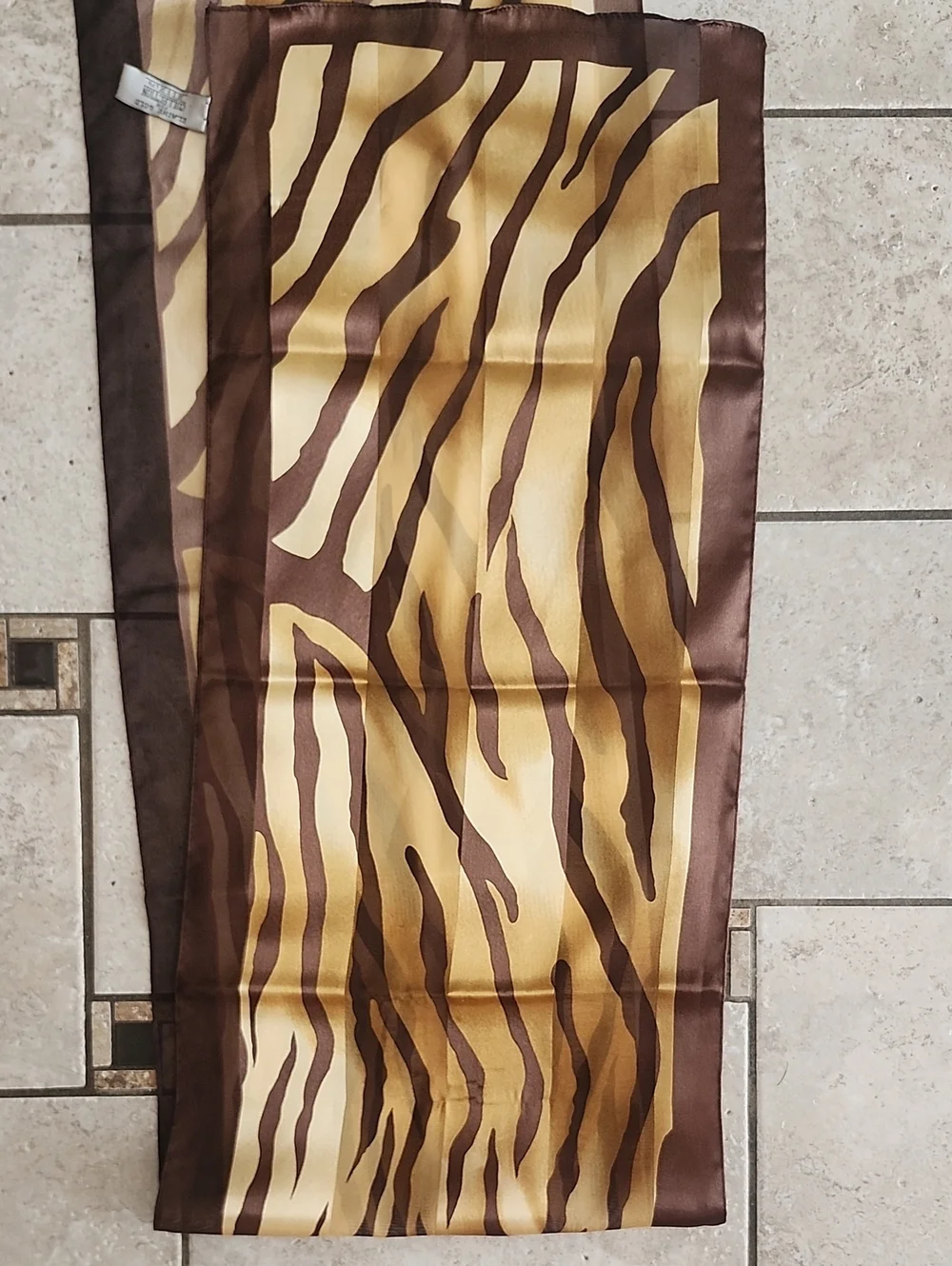 Vtg Elaine Gold For Collection XIIX Brown & Gold Zebra Print Sheer